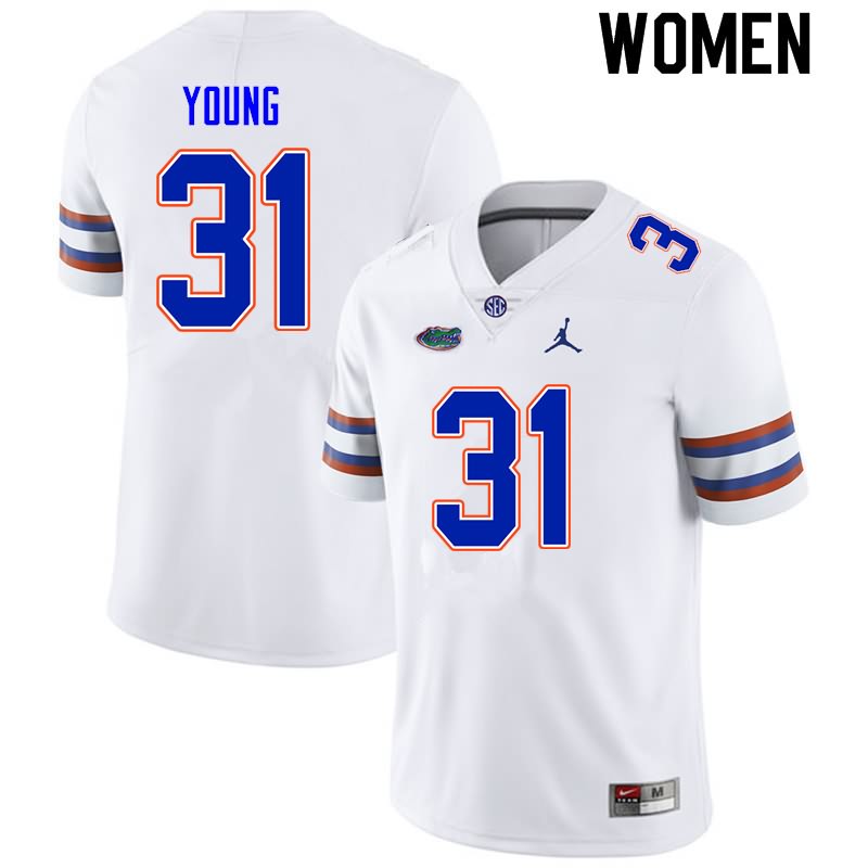 NCAA Florida Gators Jordan Young Women's #31 Nike White Stitched Authentic College Football Jersey CDP2664YR